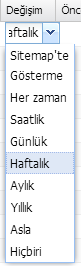 Makine tarafından oluşturulan diğer metin: Değişim *ft211k Sitemajte Gösterme Her zaman Saatlik Günlük Haftalık Aylık Yıllık Hiçbiri